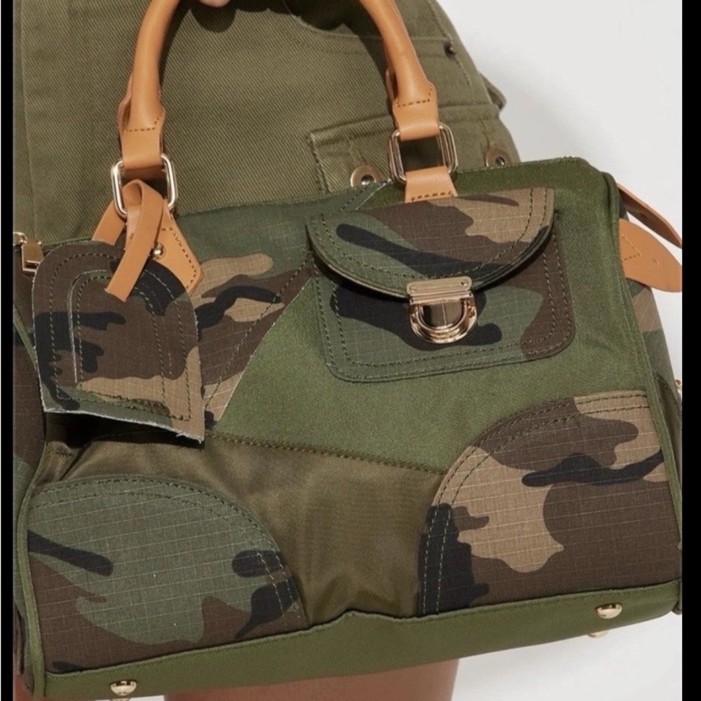 Canvas Camouflage Duffel with Tan Handles